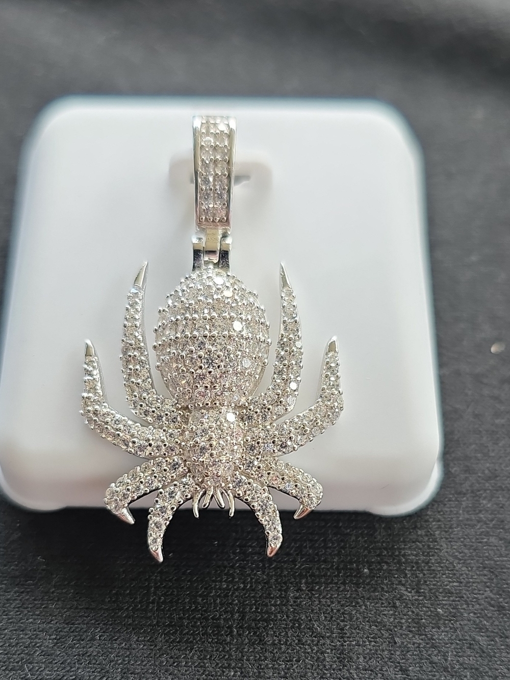 Silver Crystal Spider Pendant Necklace - Women's Jewelry